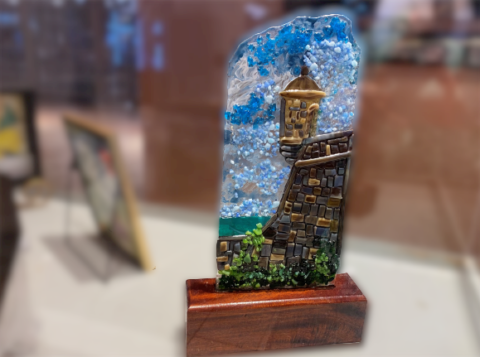 Artesanía en cristal con estampa del Viejo San Juan