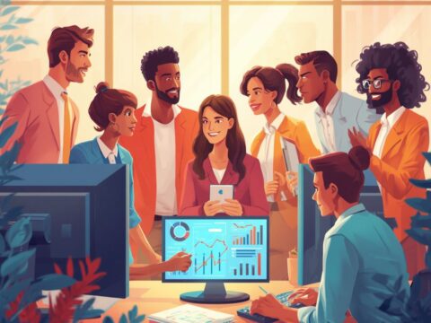 Empresarios analizan métricas de redes sociales y tráfico web para fortalecer la presencia digital de su negocio.