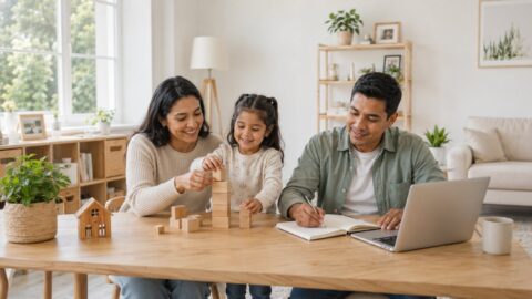 Familia puertorriqueña evalúa gastos mensuales de vivienda y servicios básicos en su hogar.