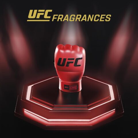 UFC Fragrances llega a Puerto Rico con tres fragancias inspiradas en las artes marciales mixtas Frasco rojo de Ultimate K.O., una de las tres fragancias que componen la colección de UFC.